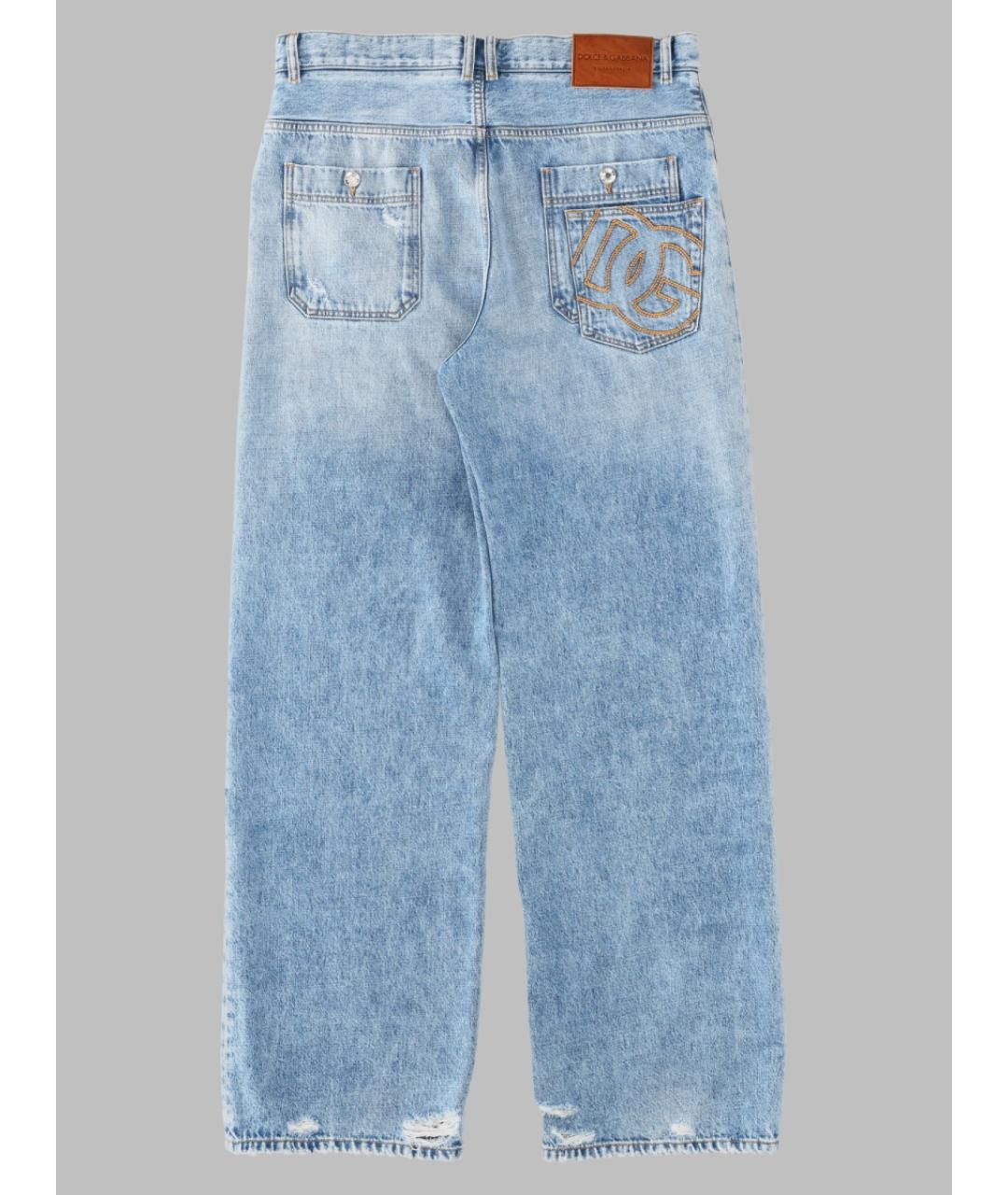 DOLCE&GABBANA Голубые хлопковые прямые джинсы, фото 2