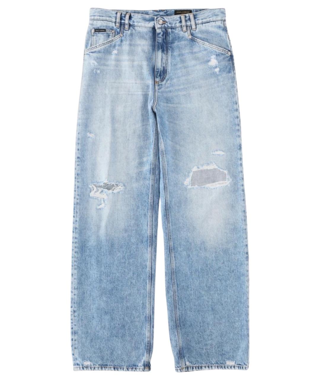 DOLCE&GABBANA Голубые хлопковые прямые джинсы, фото 1