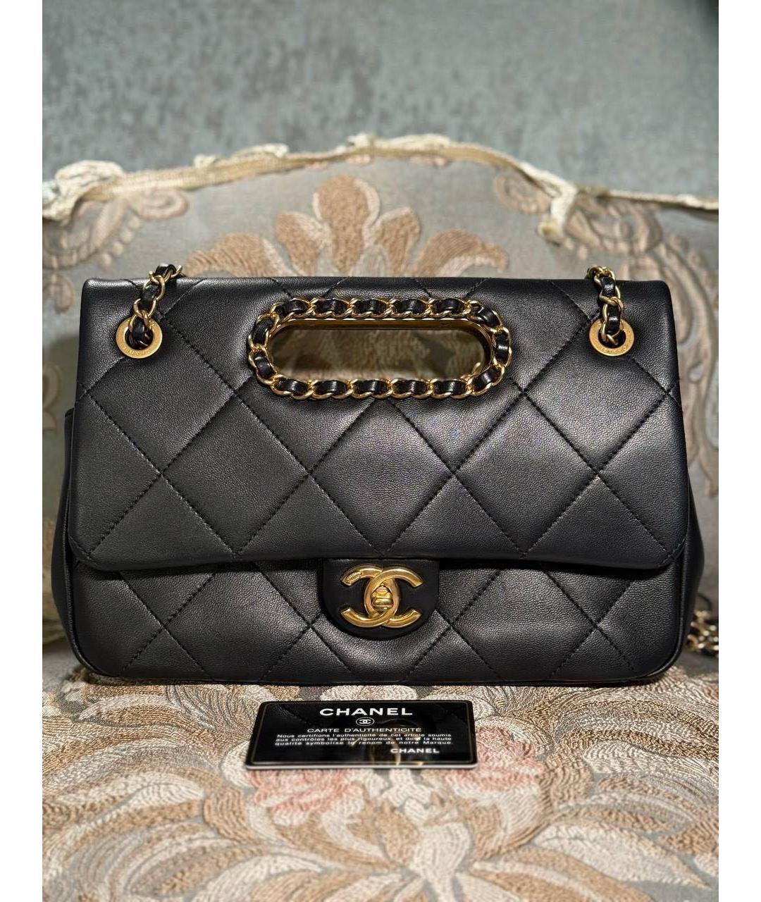 CHANEL Черная кожаная сумка через плечо, фото 3