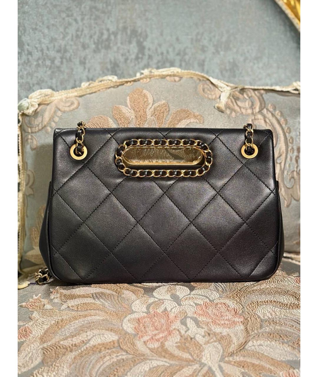 CHANEL Черная кожаная сумка через плечо, фото 4