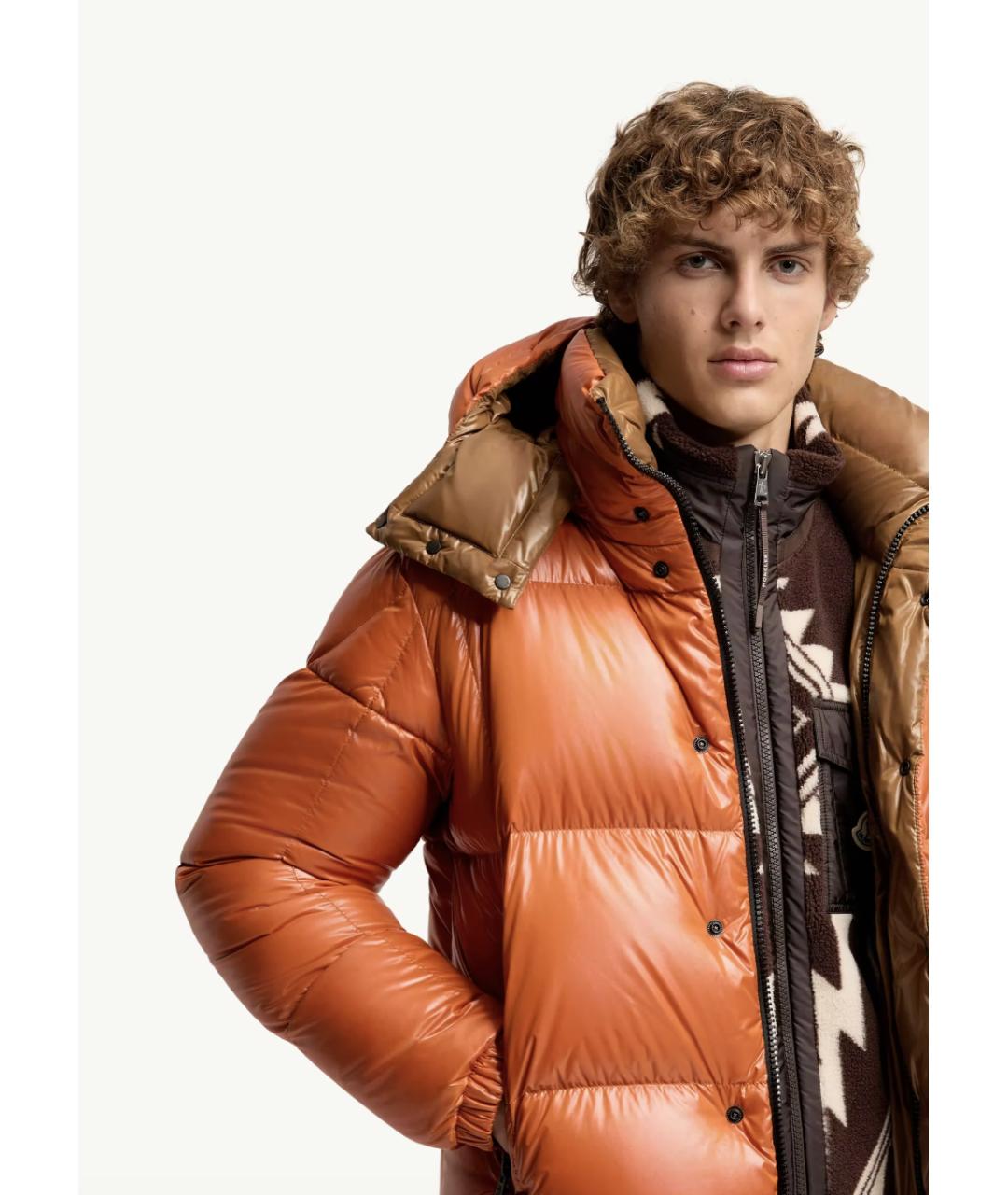 MONCLER Оранжевая полиамидовая куртка, фото 4