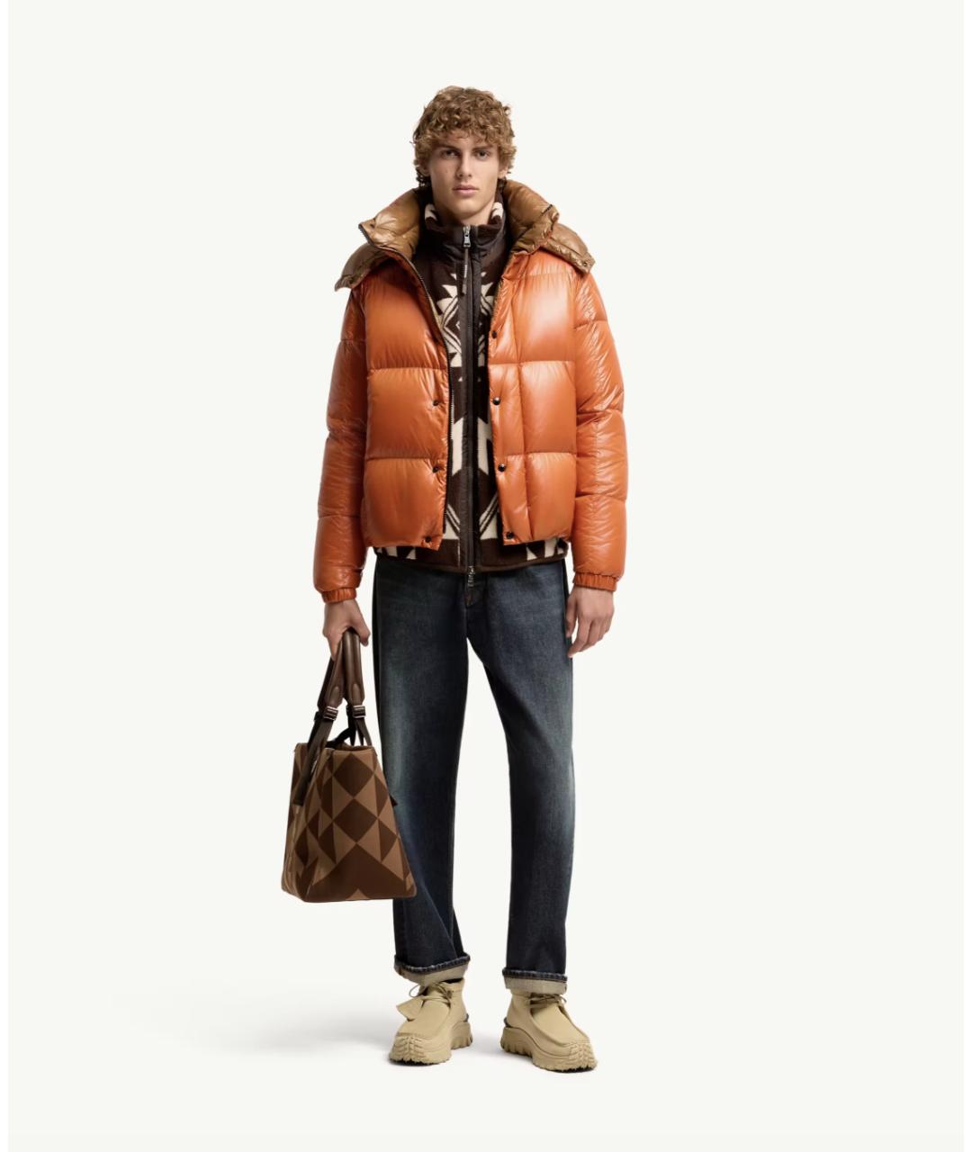 MONCLER Оранжевая полиамидовая куртка, фото 2