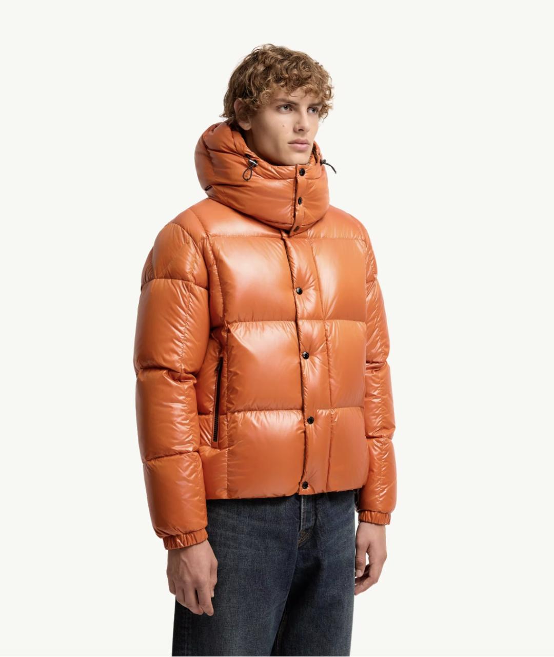 MONCLER Оранжевая полиамидовая куртка, фото 6