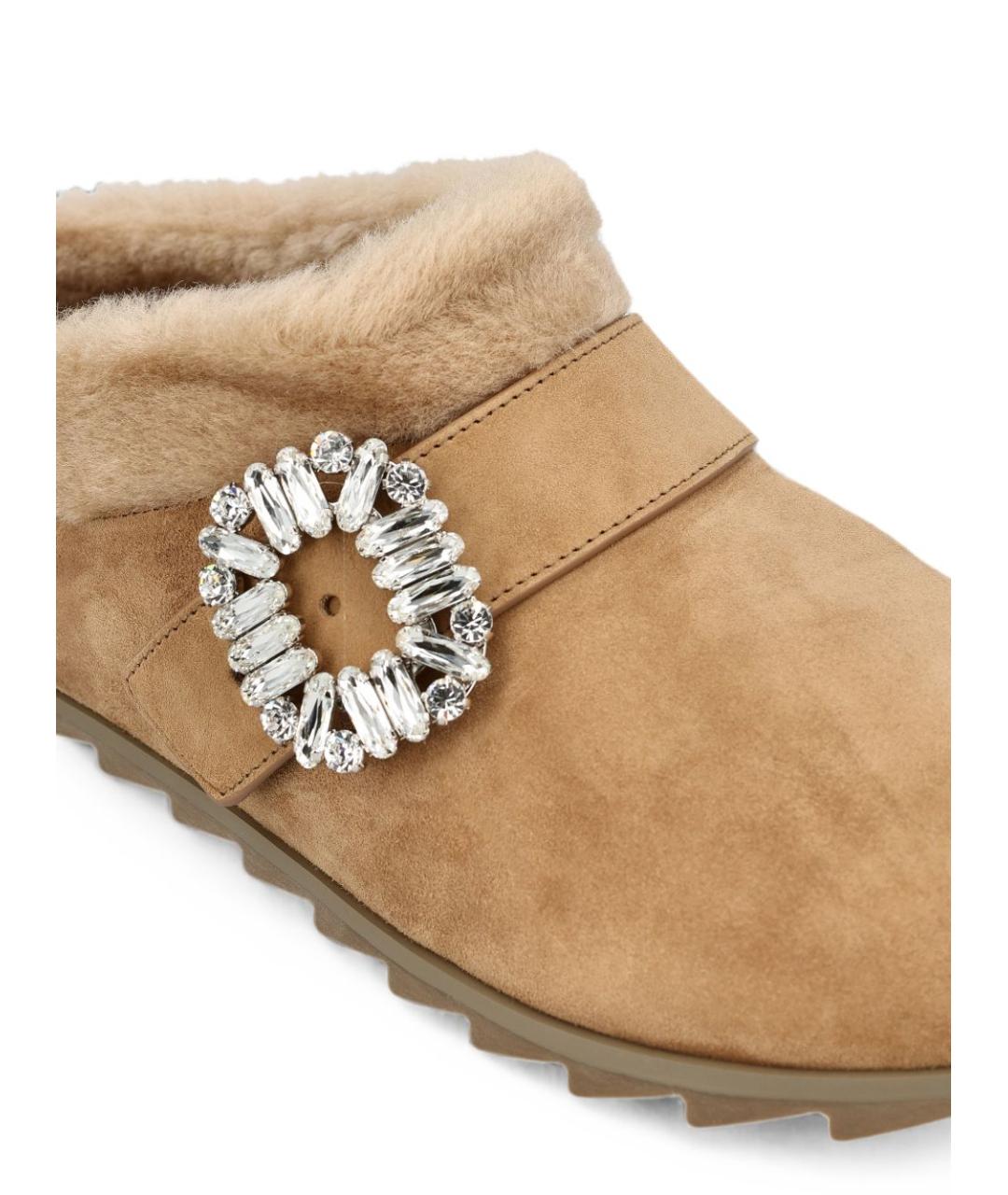 ROGER VIVIER Бежевые замшевые ботинки, фото 4