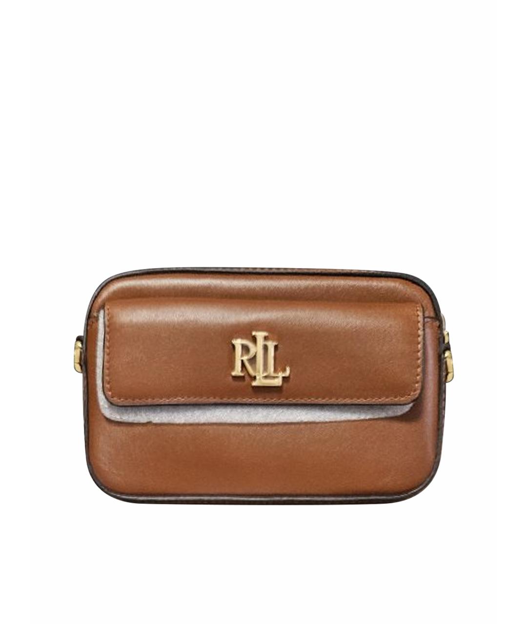 RALPH LAUREN Коричневая кожаная сумка через плечо, фото 1