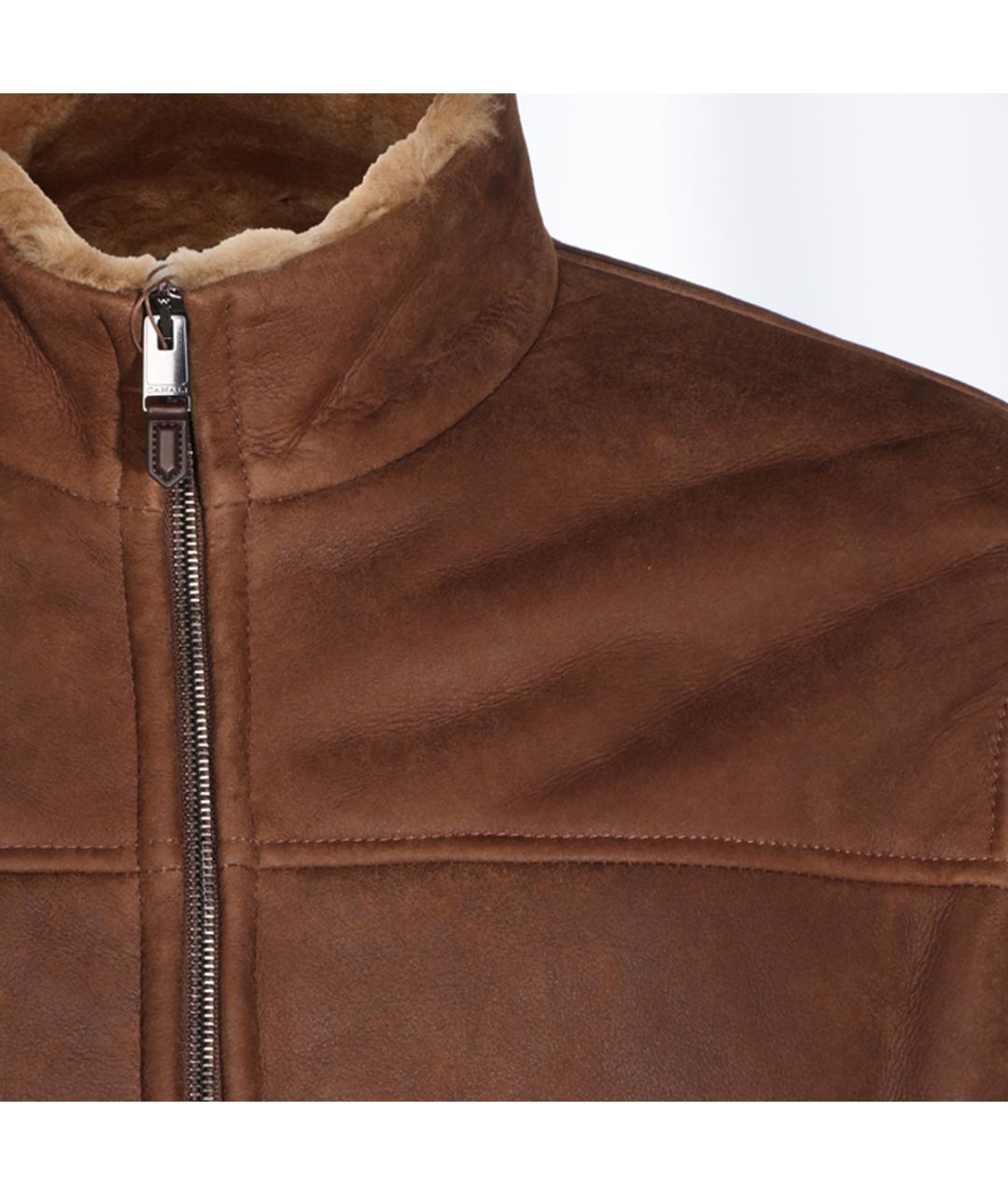 CANALI Коричневая кожаная куртка, фото 4