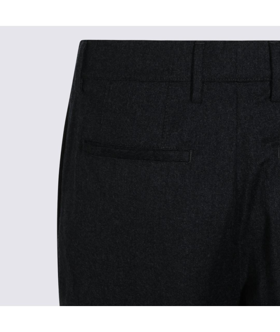 CANALI Антрацитовые шерстяные повседневные брюки, фото 4