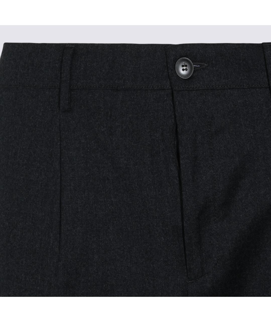 CANALI Антрацитовые шерстяные повседневные брюки, фото 3