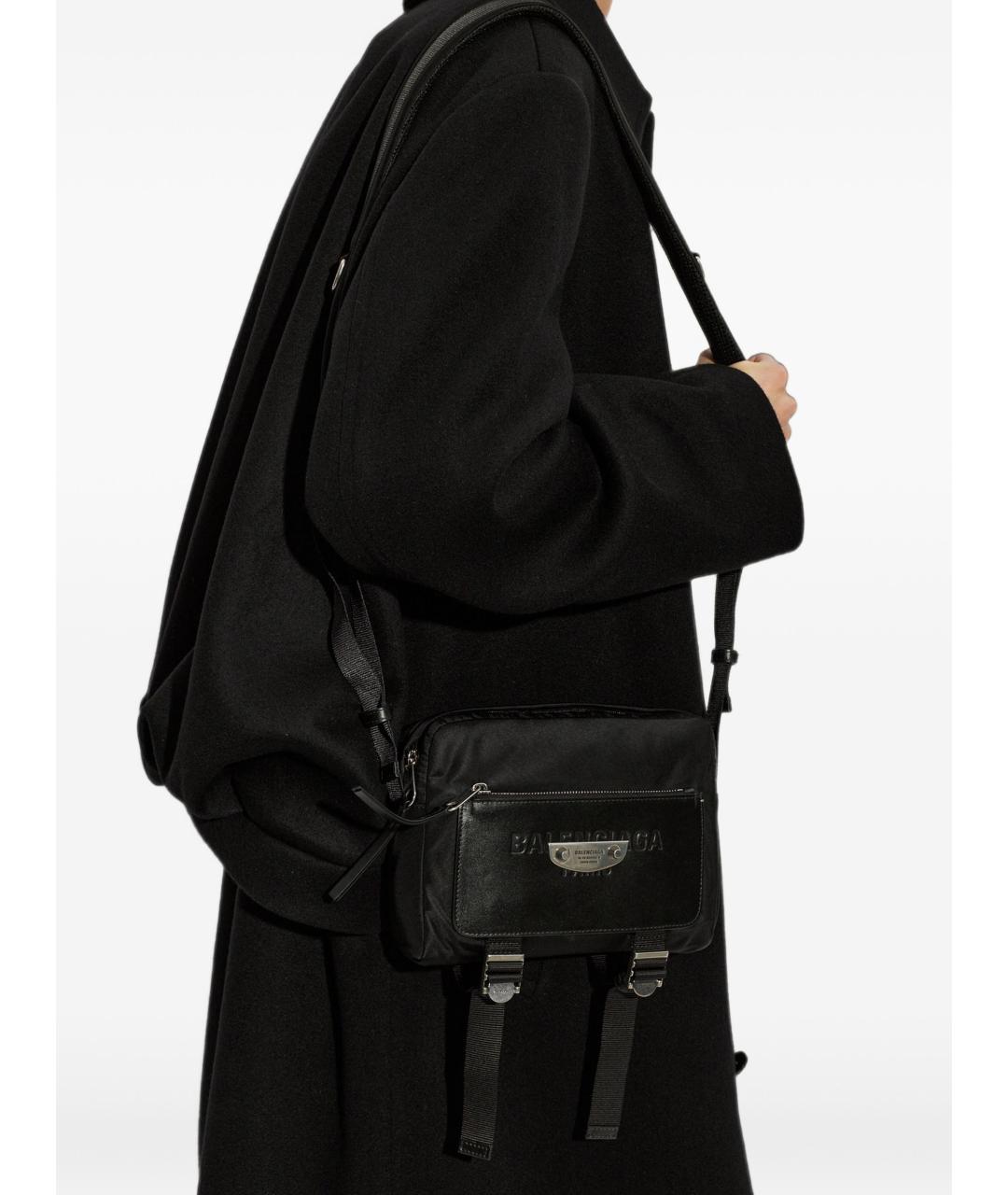 BALENCIAGA Черная тканевая сумка на плечо, фото 5