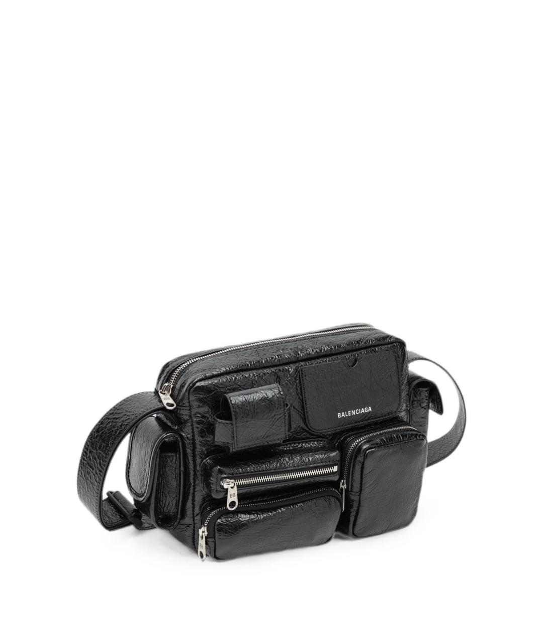 BALENCIAGA Черная сумка на плечо из лакированной кожи, фото 5