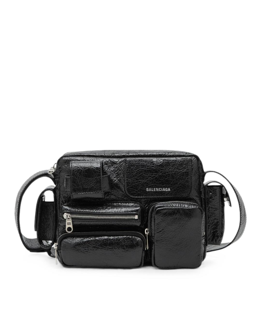 BALENCIAGA Черная сумка на плечо из лакированной кожи, фото 1