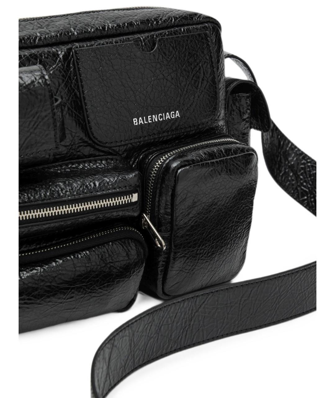 BALENCIAGA Черная сумка на плечо из лакированной кожи, фото 3