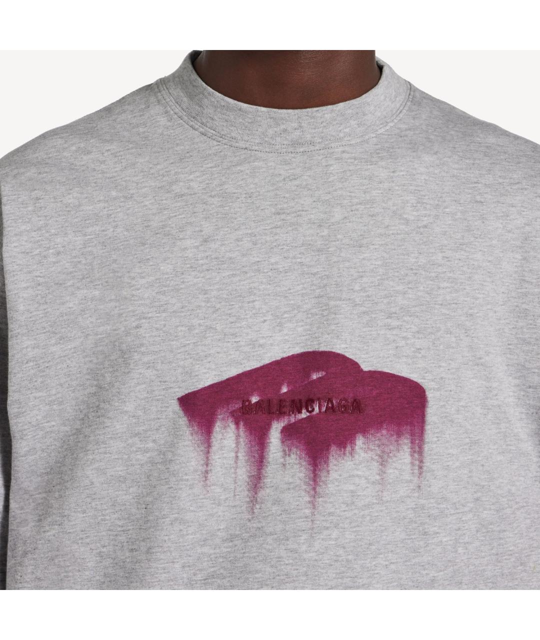 BALENCIAGA Серая хлопковая футболка, фото 3