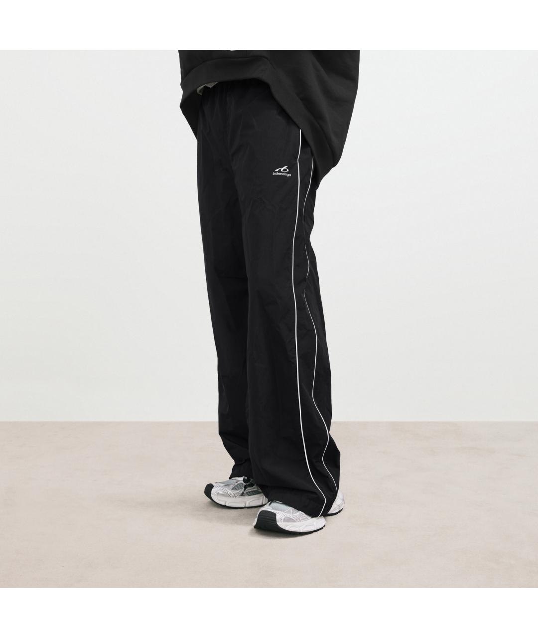 BALENCIAGA Черные полиэстеровые повседневные брюки, фото 2