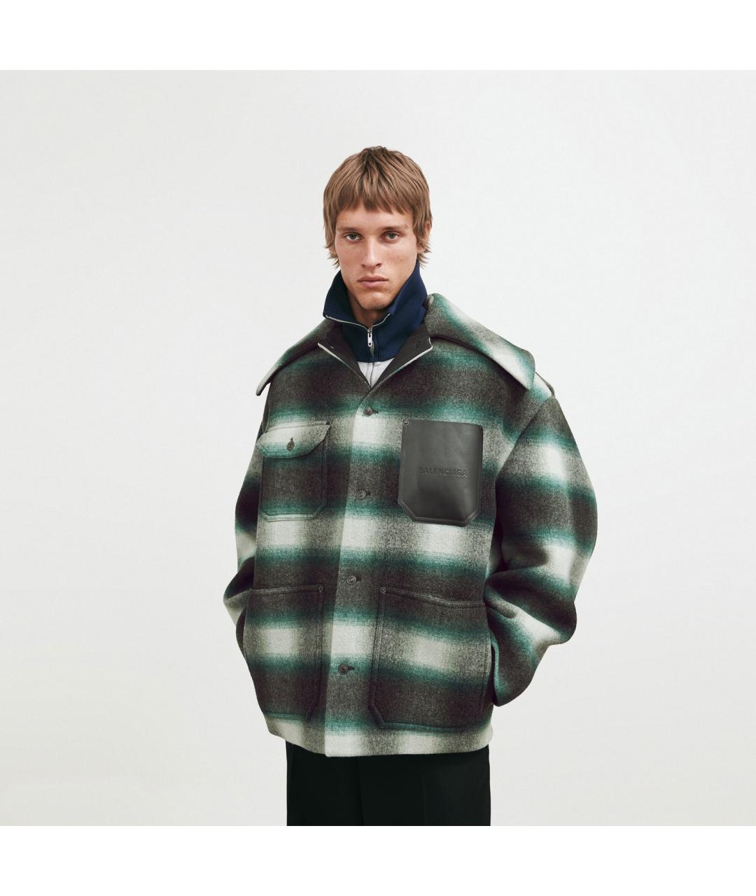 BALENCIAGA Зеленая шерстяная куртка, фото 3