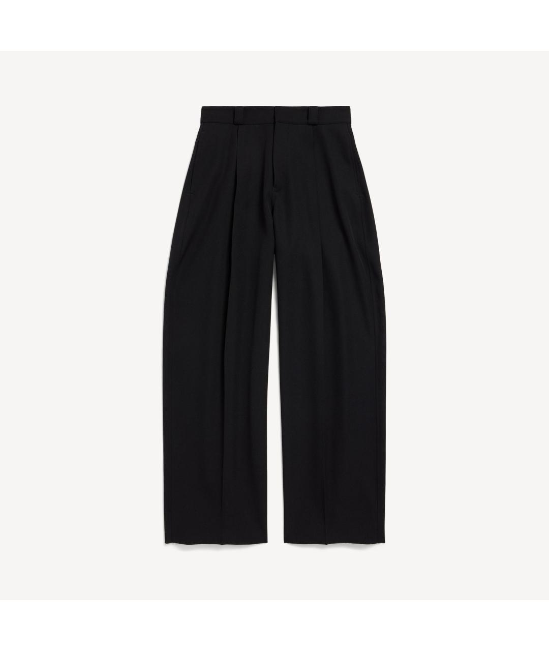 BALENCIAGA Черные шерстяные повседневные брюки, фото 1