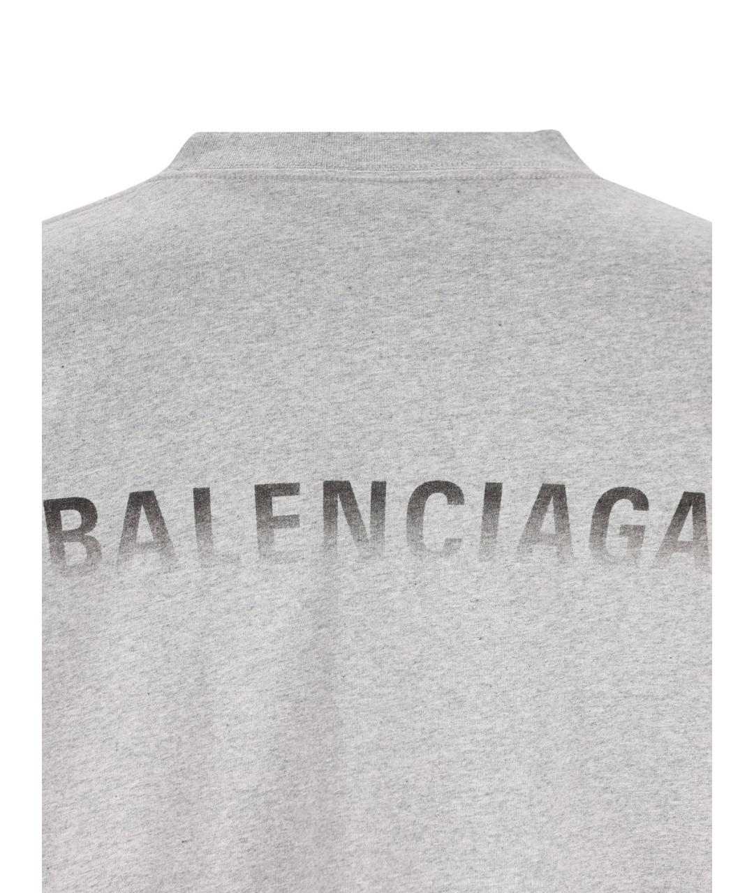 BALENCIAGA Серая хлопковая футболка, фото 3