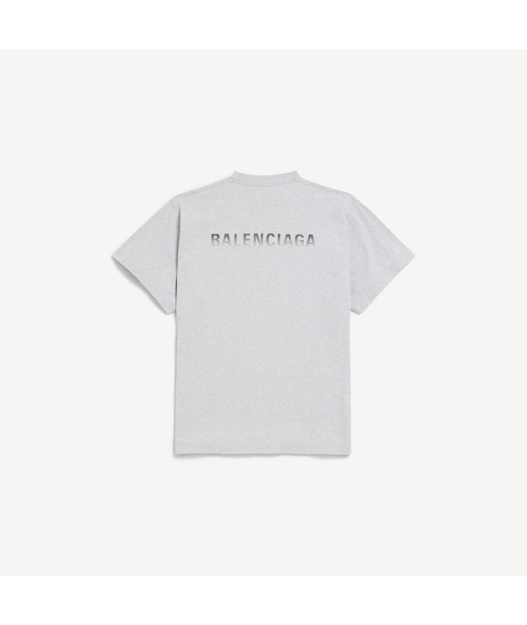 BALENCIAGA Серая хлопковая футболка, фото 2