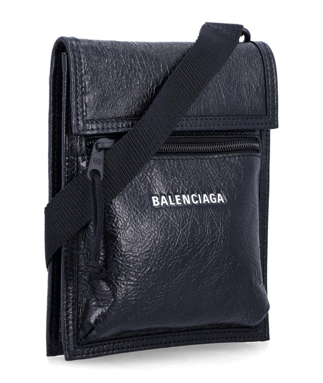 BALENCIAGA Черная кожаная сумка на плечо, фото 2