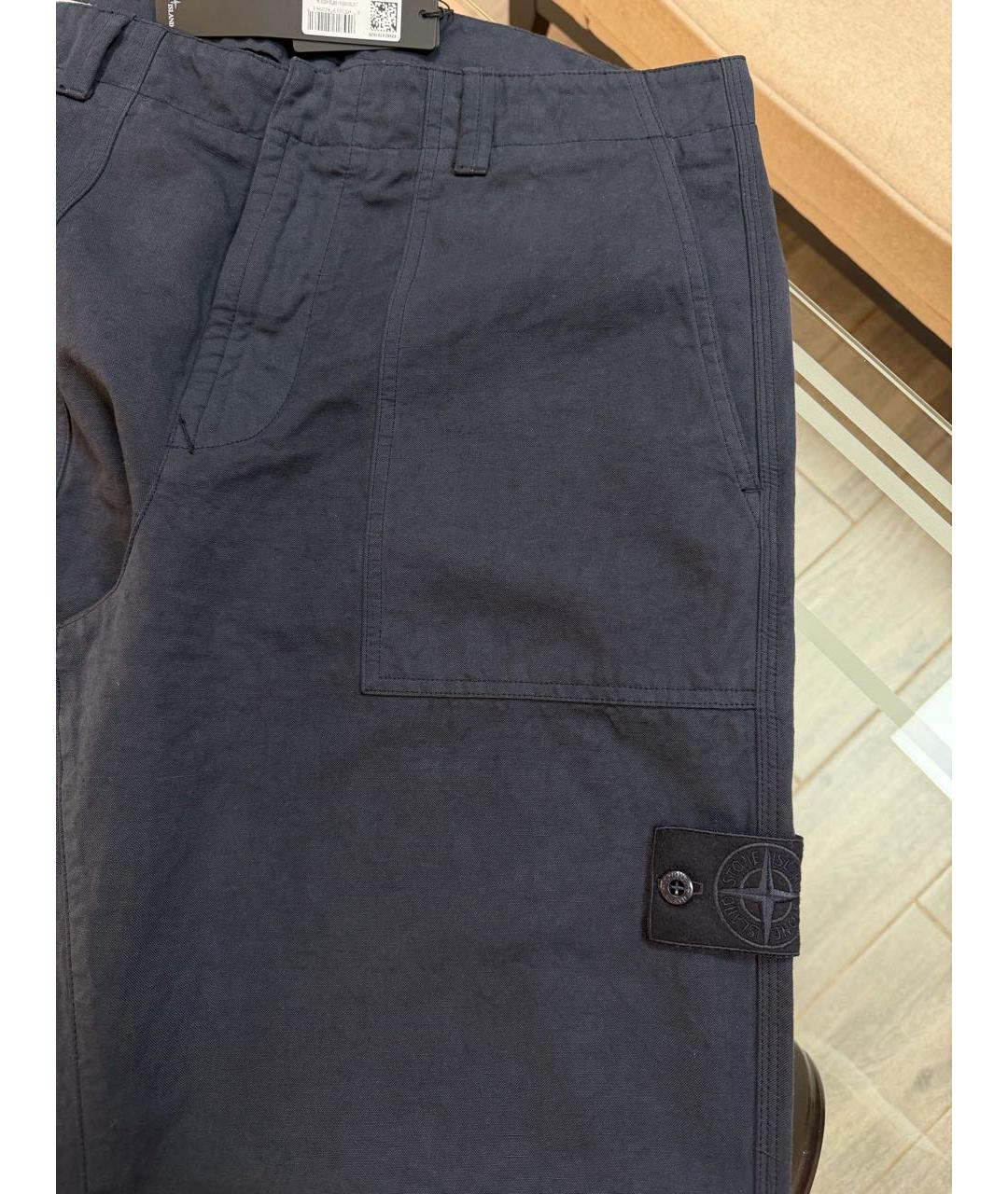 STONE ISLAND Темно-синие хлопковые повседневные брюки, фото 7