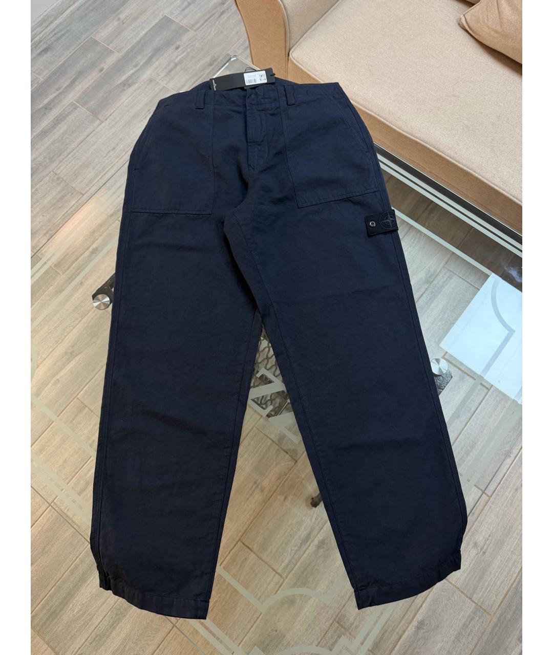 STONE ISLAND Темно-синие хлопковые повседневные брюки, фото 9