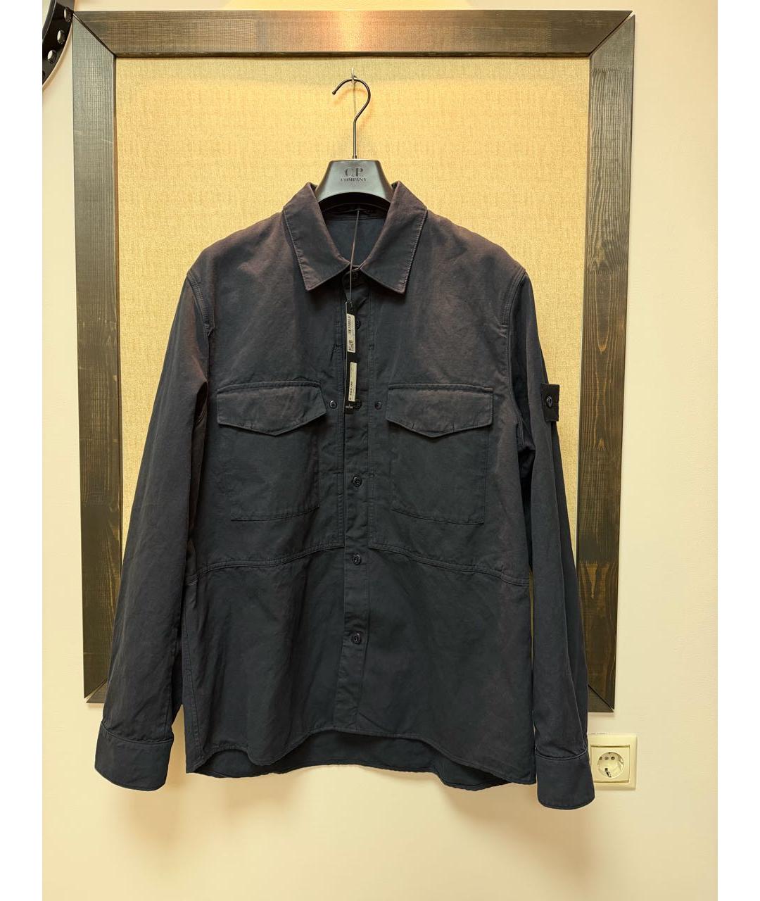 STONE ISLAND Темно-синяя хлопковая кэжуал рубашка, фото 8
