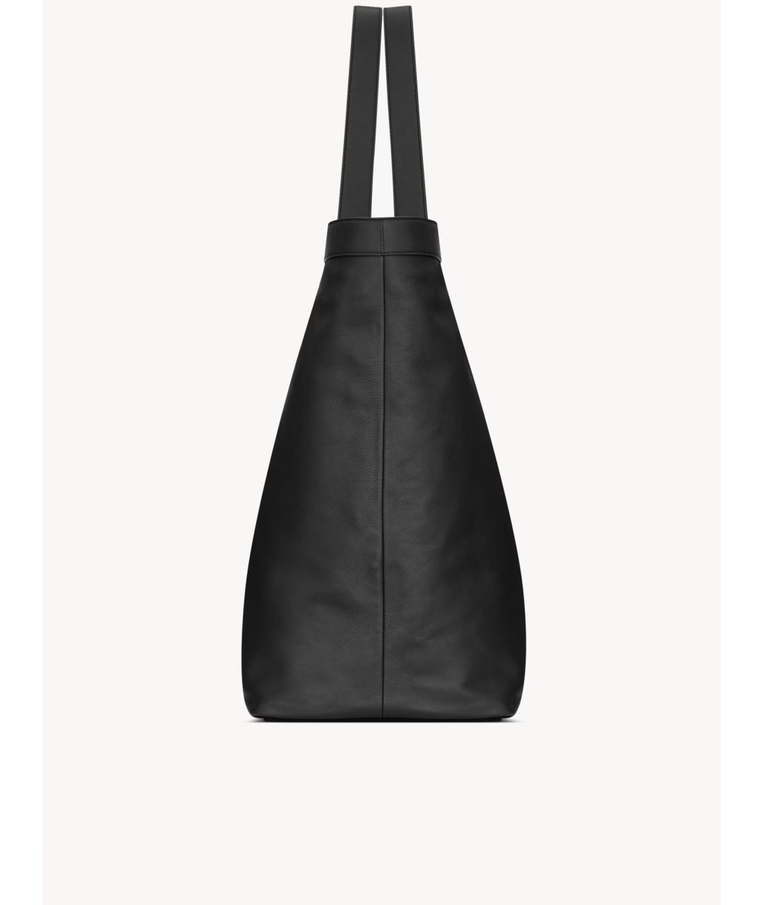 SAINT LAURENT Черная кожаная сумка тоут, фото 3