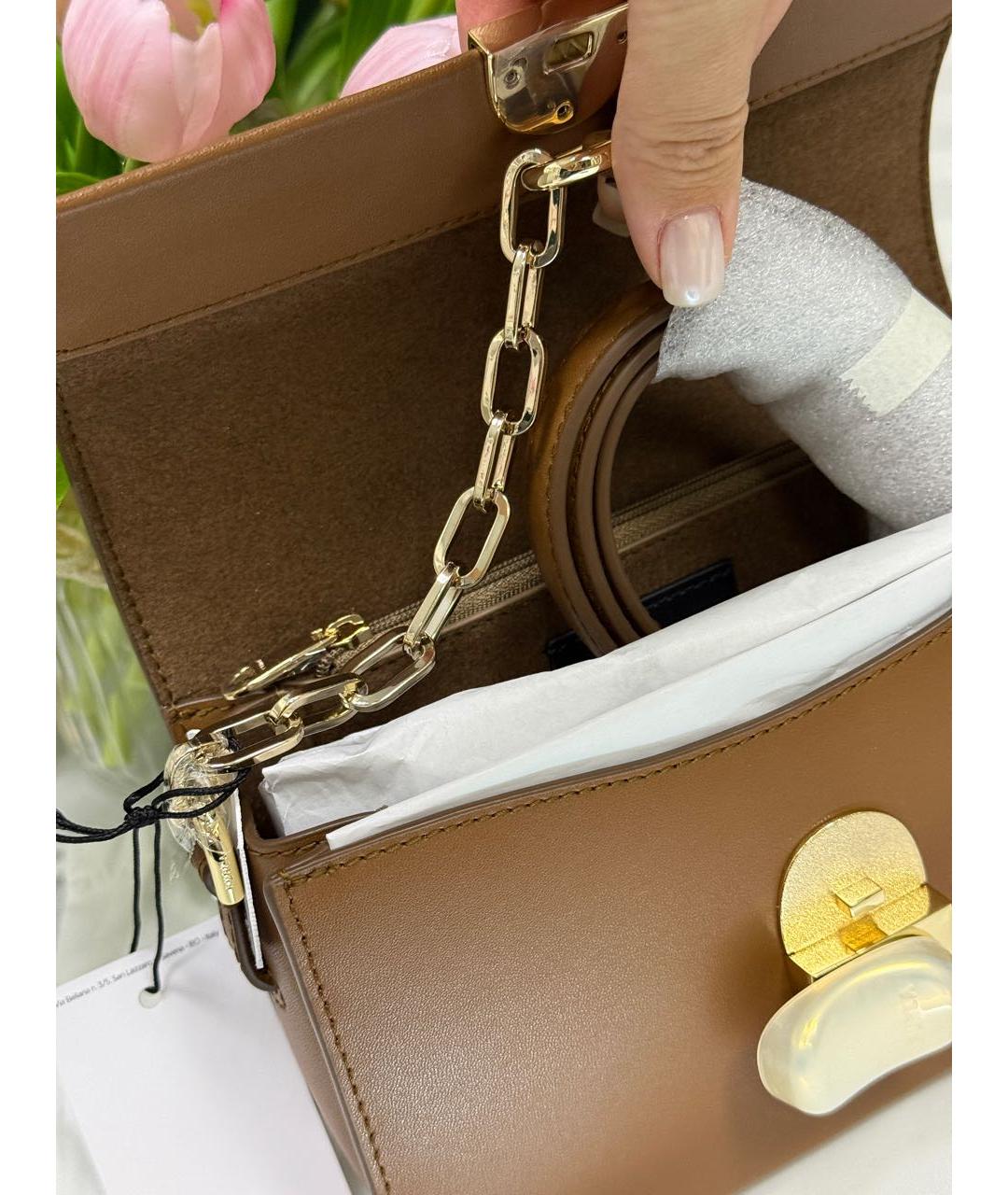 FURLA Коричневая кожаная сумка через плечо, фото 3