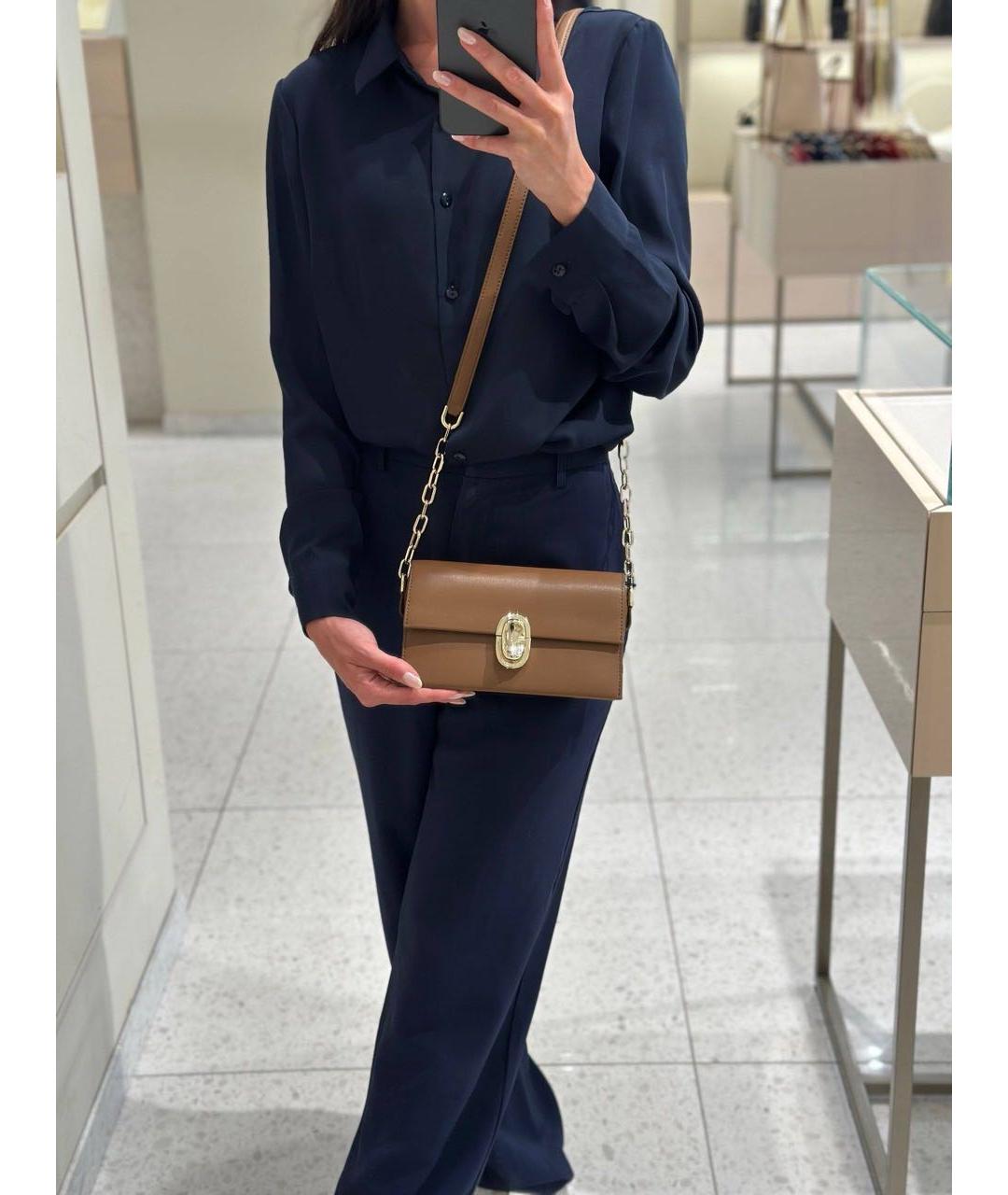 FURLA Коричневая кожаная сумка через плечо, фото 4