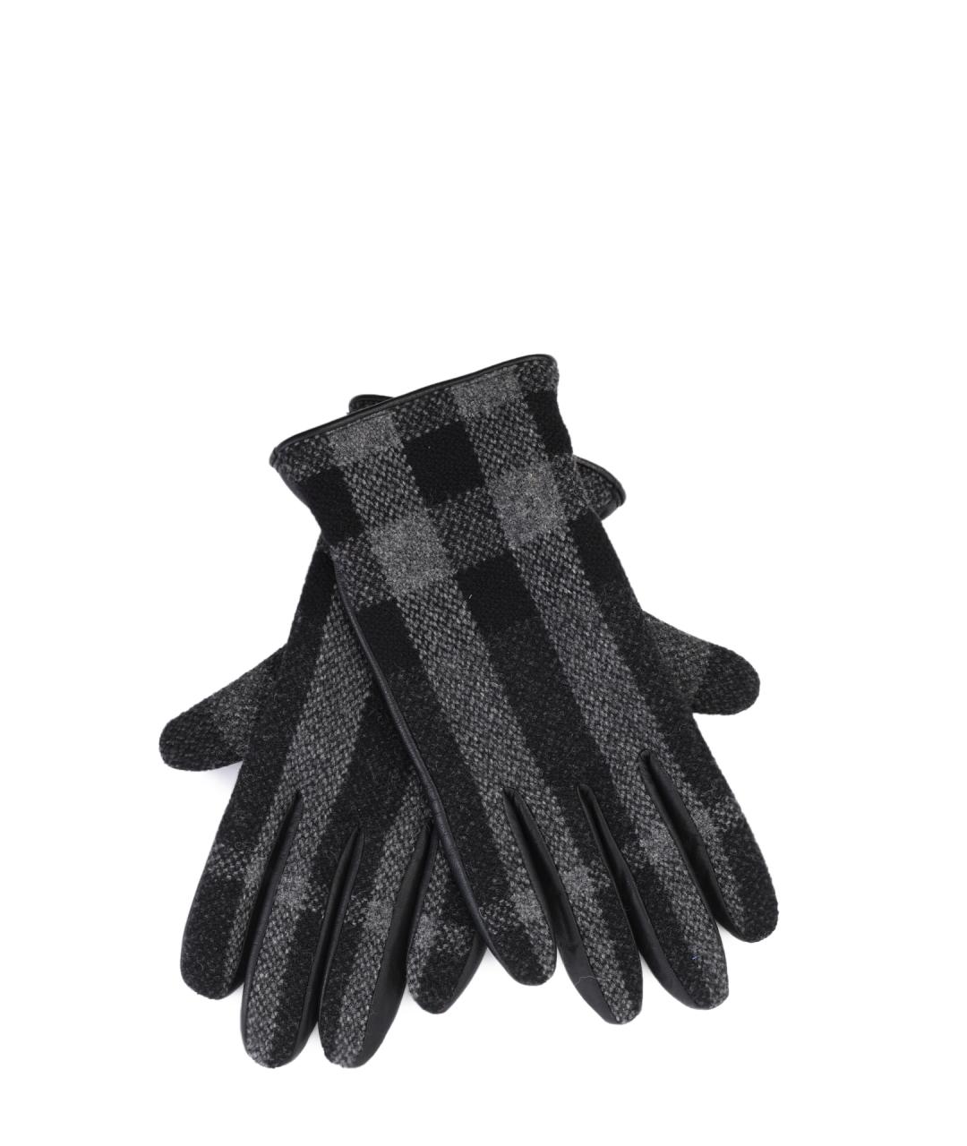 BURBERRY Черные шерстяные перчатки, фото 2