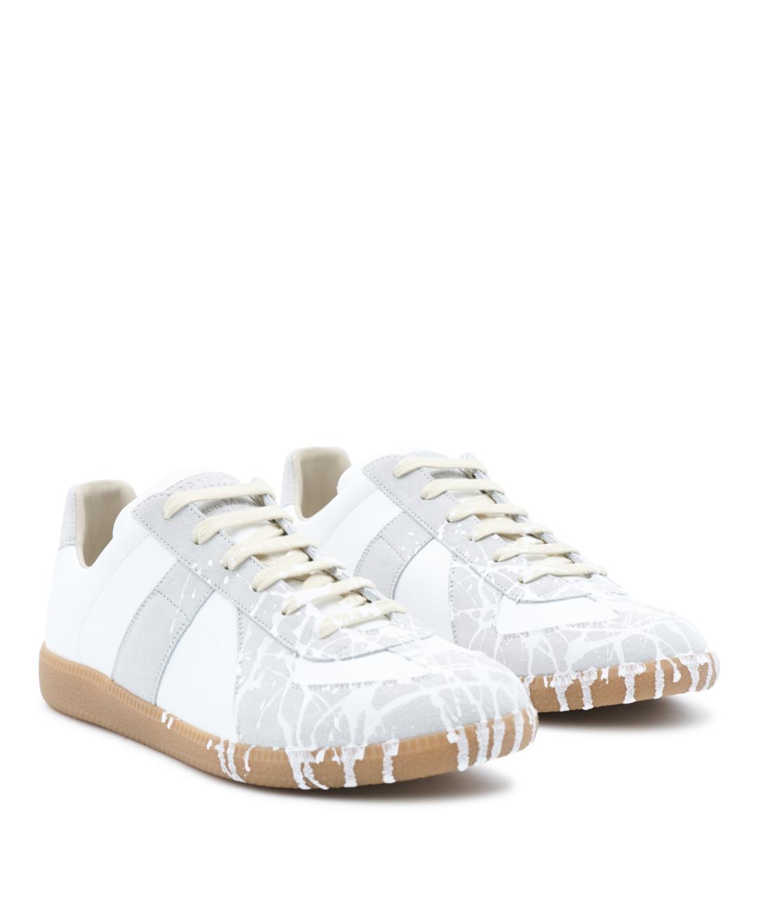 MAISON MARGIELA Белые кожаные низкие кроссовки / кеды, фото 2