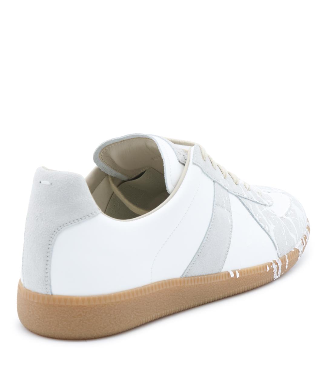 MAISON MARGIELA Белые кожаные низкие кроссовки / кеды, фото 3