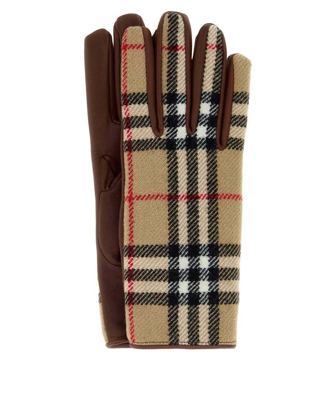 BURBERRY Бежевые шерстяные перчатки, фото 3