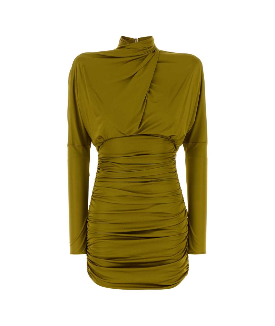 BALMAIN Зеленое вискозное коктейльное платье, фото 1