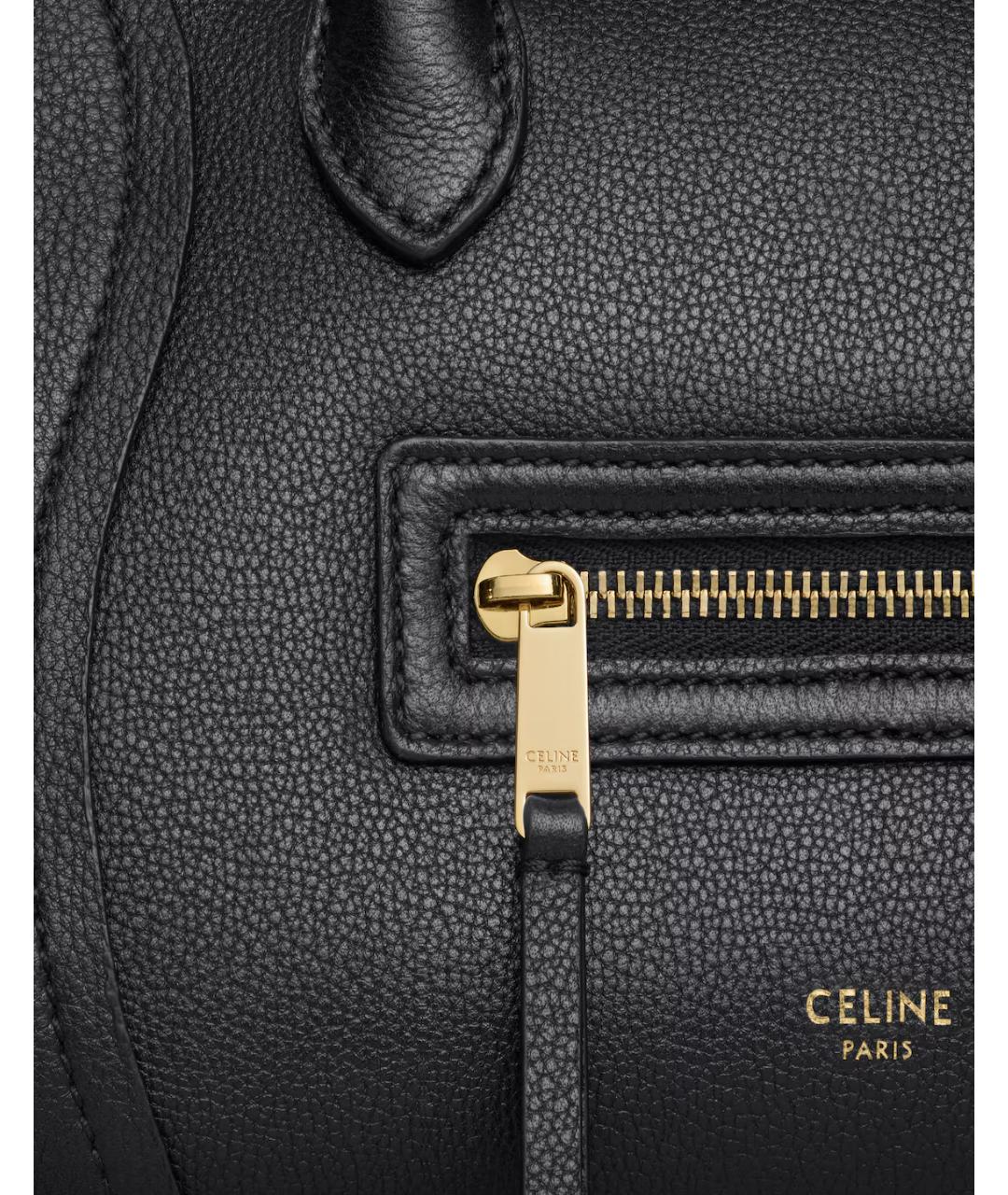 CELINE Черная кожаная сумка с короткими ручками, фото 6