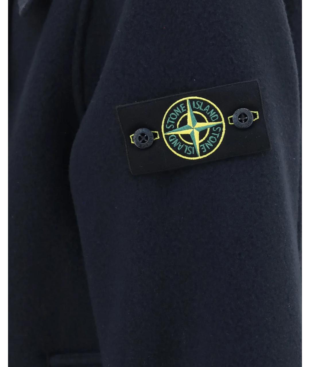 STONE ISLAND Темно-синее шерстяное пальто, фото 3