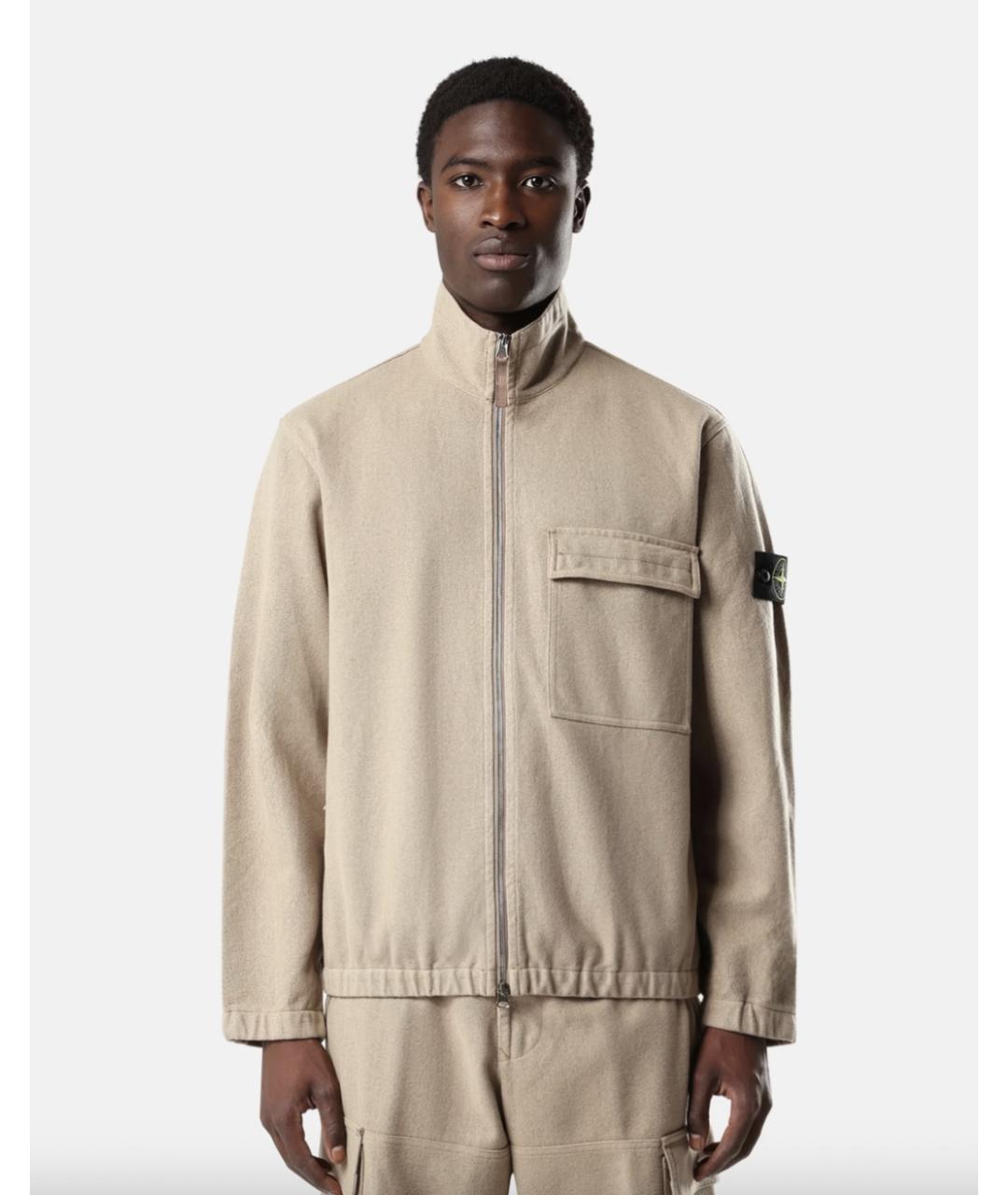 STONE ISLAND Бежевое шерстяное пальто, фото 2