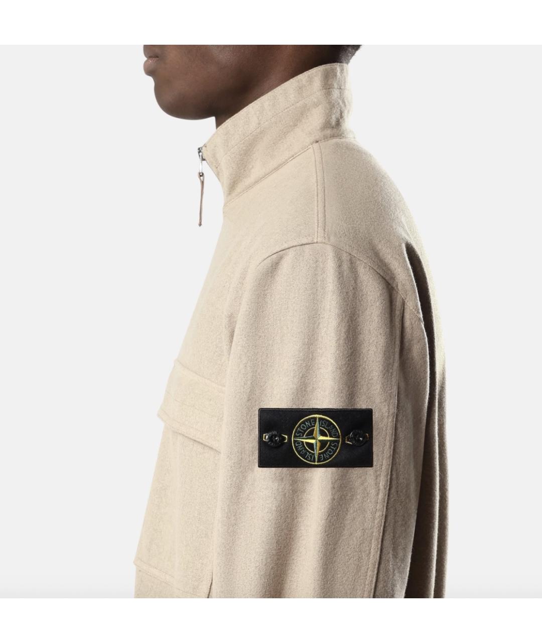 STONE ISLAND Бежевое шерстяное пальто, фото 4