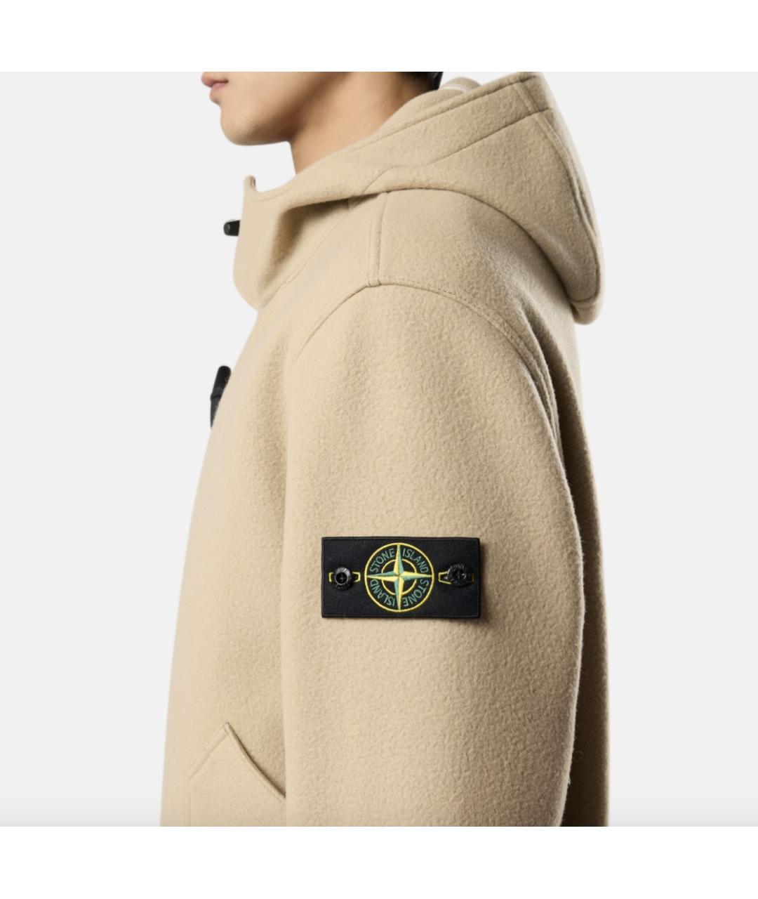 STONE ISLAND Бежевое шерстяное пальто, фото 4