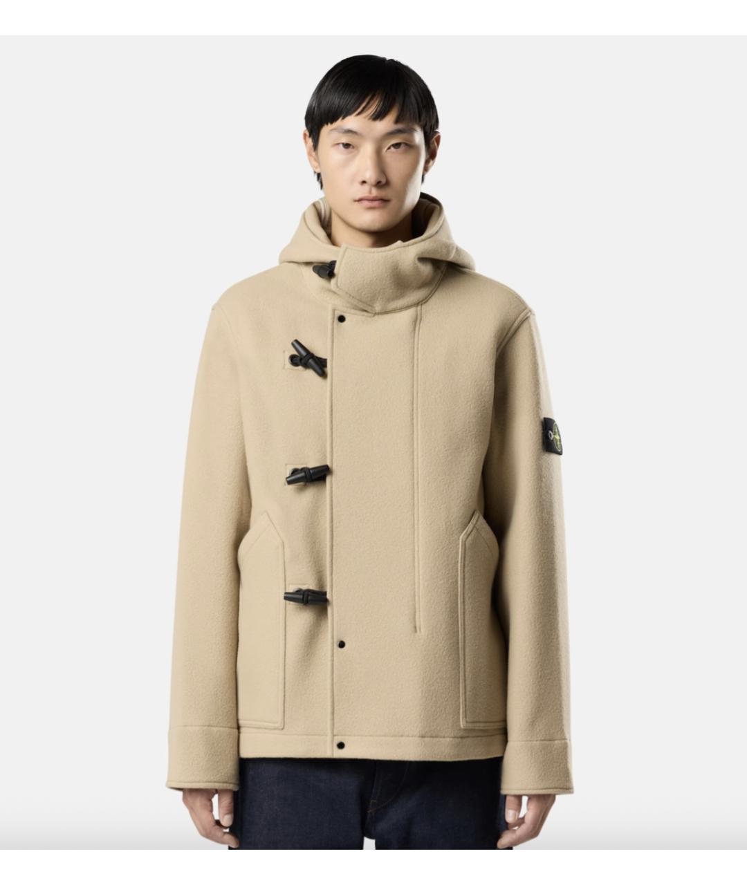 STONE ISLAND Бежевое шерстяное пальто, фото 2