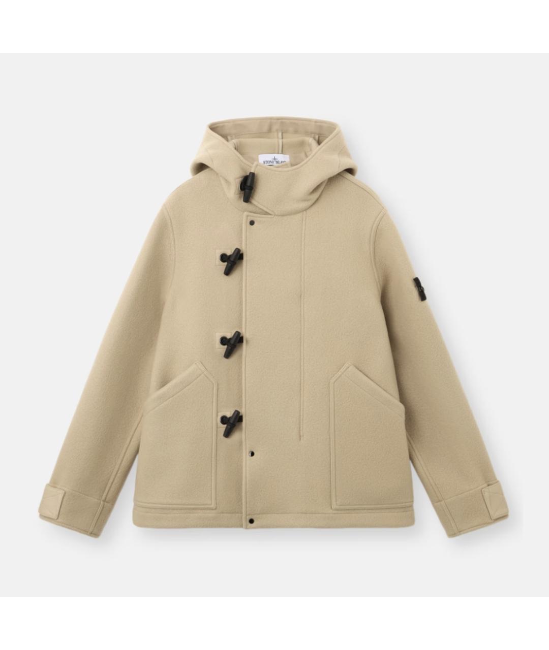 STONE ISLAND Бежевое шерстяное пальто, фото 8