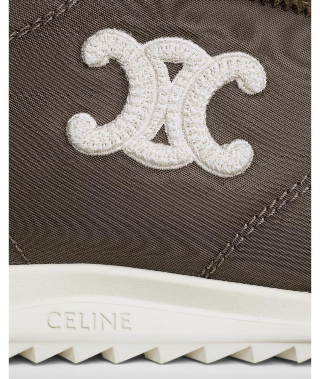 CELINE Хаки текстильные низкие кроссовки / кеды, фото 4