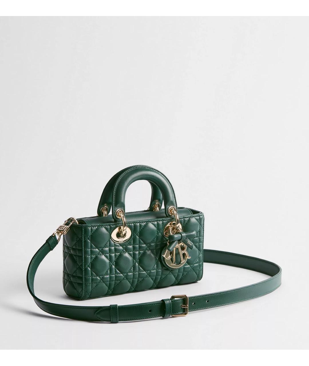 CHRISTIAN DIOR Зеленая кожаная сумка с короткими ручками, фото 2