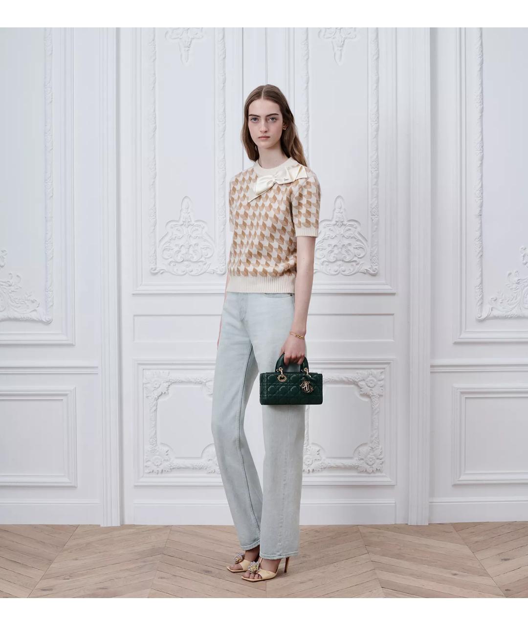 CHRISTIAN DIOR Зеленая кожаная сумка с короткими ручками, фото 5