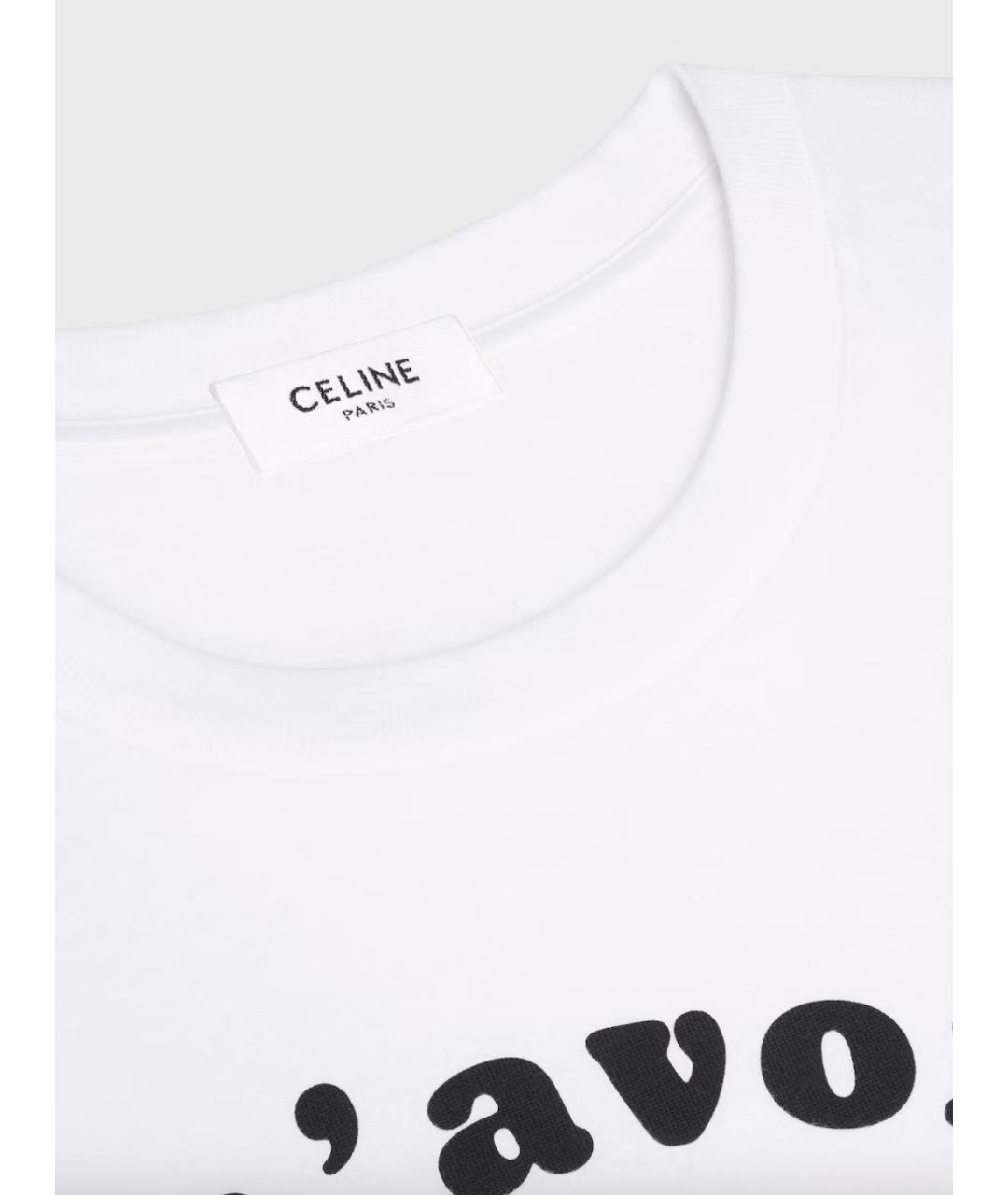 CELINE Белая хлопковая футболка, фото 3
