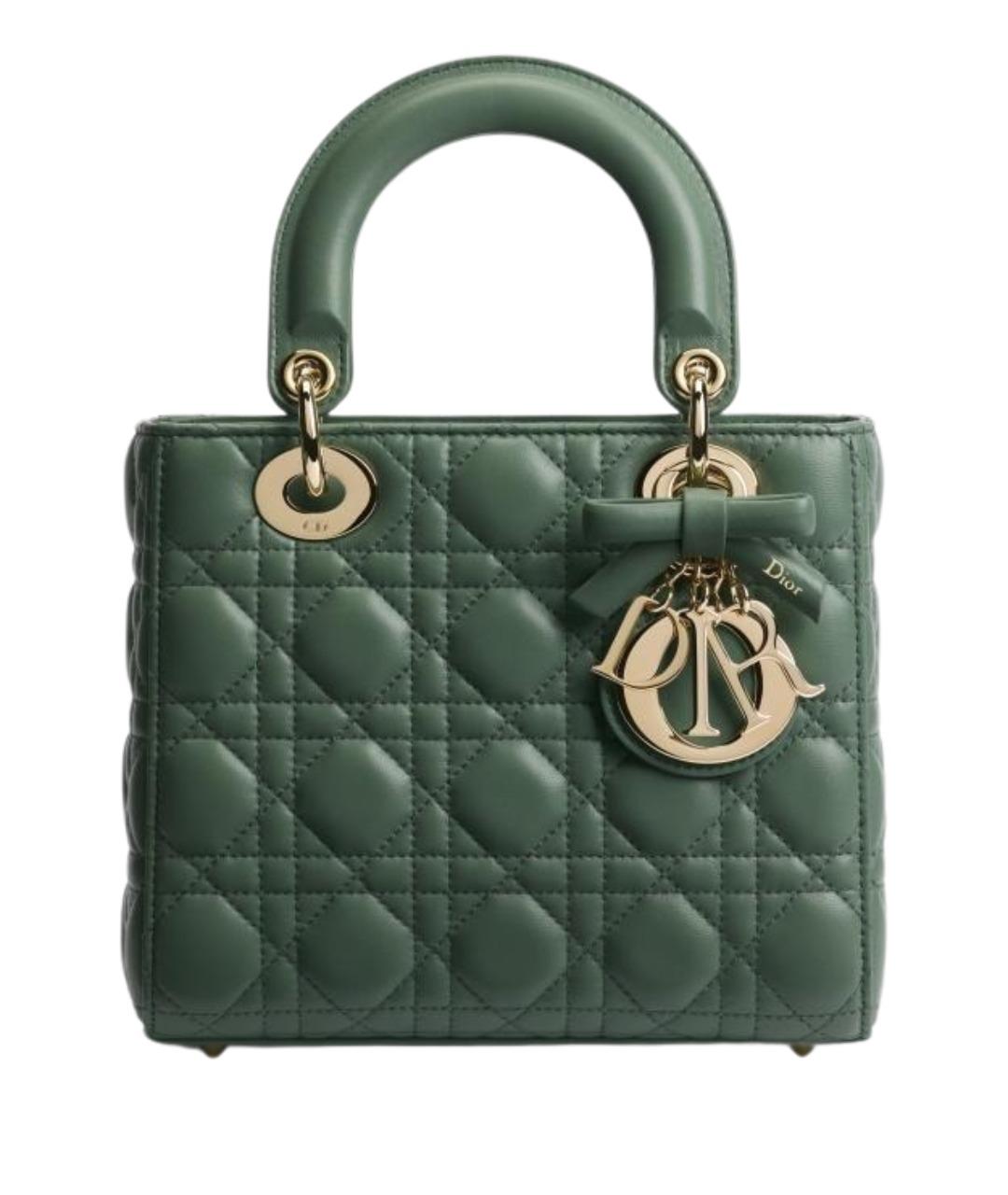 CHRISTIAN DIOR Зеленая кожаная сумка с короткими ручками, фото 1