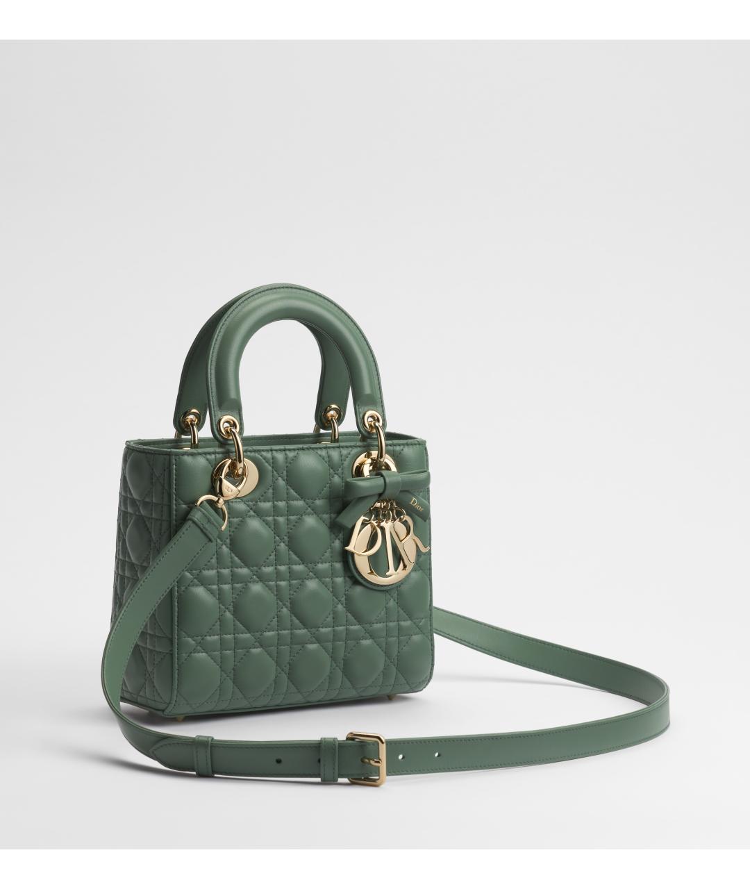 CHRISTIAN DIOR Зеленая кожаная сумка с короткими ручками, фото 3