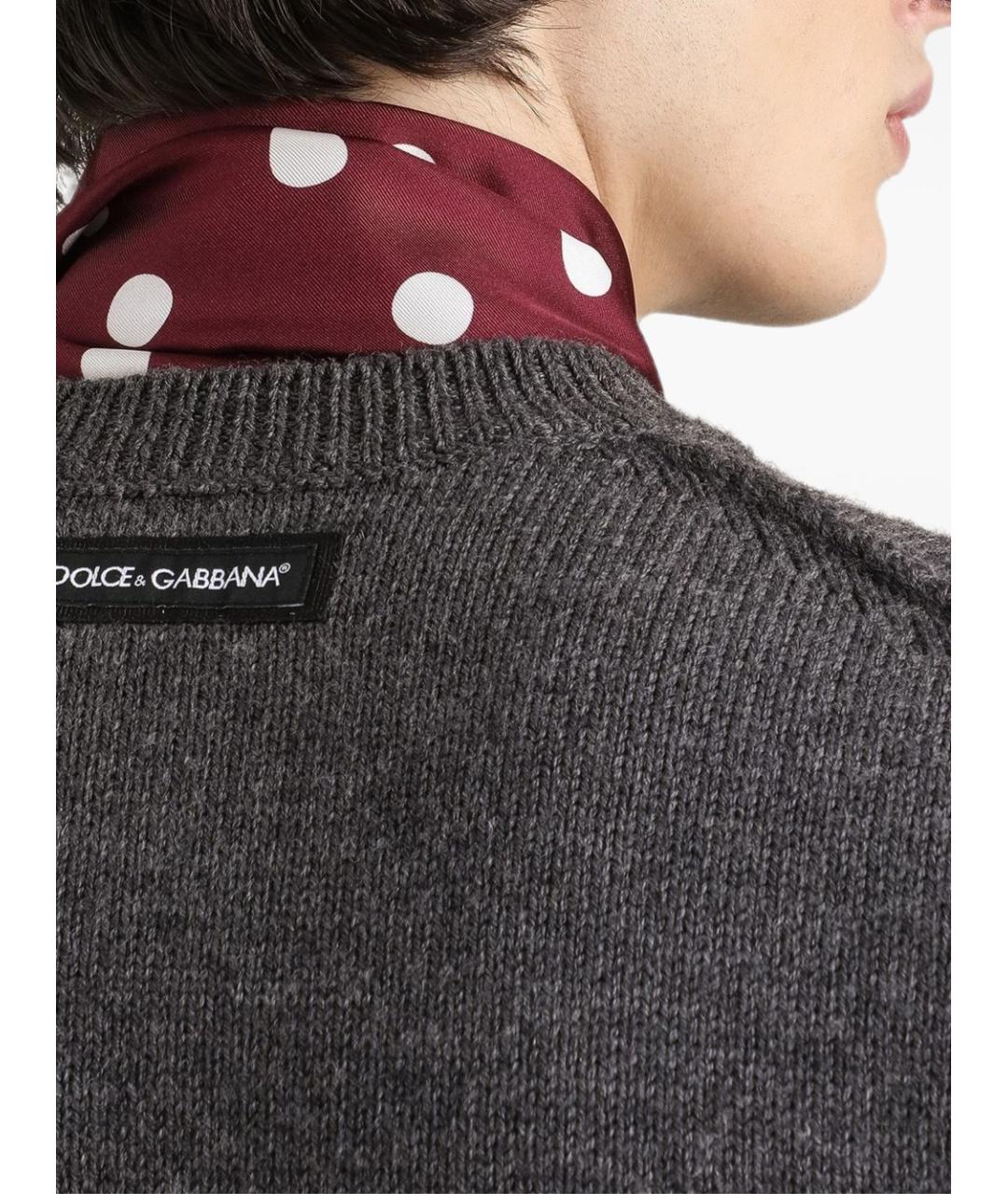 DOLCE&GABBANA Серый шерстяной джемпер / свитер, фото 3
