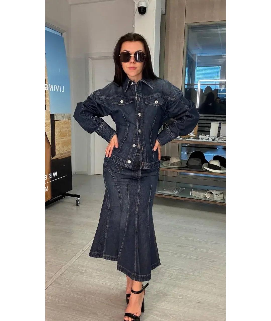 SPORTMAX Синяя деним юбка миди, фото 2