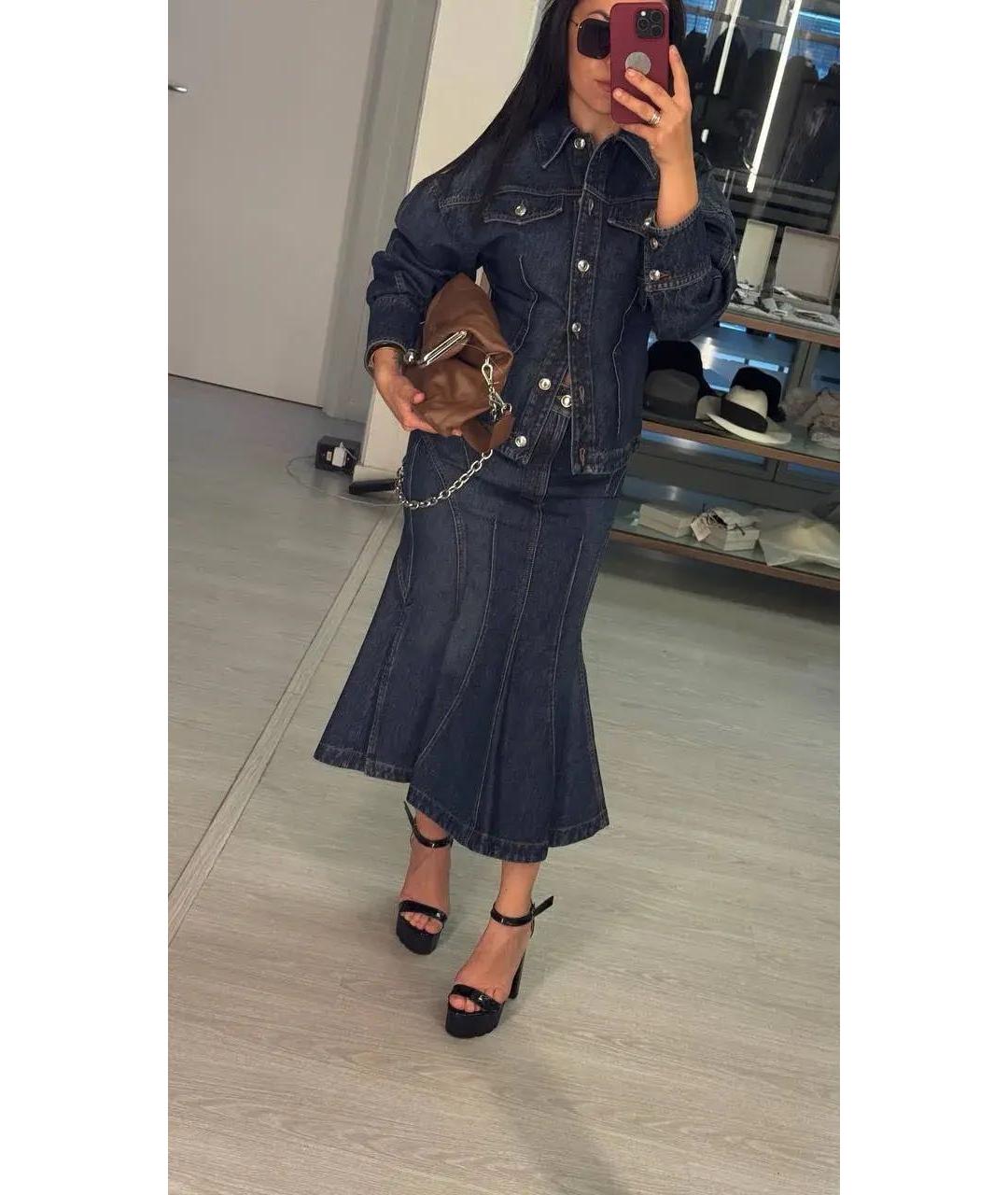 SPORTMAX Синяя деним юбка миди, фото 3
